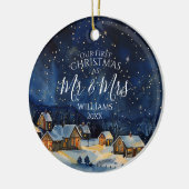 私たちの初めてのクリスマスはミスター・アンド・ミセス・フォトナイトと素朴なる セラミックオーナメント (左)