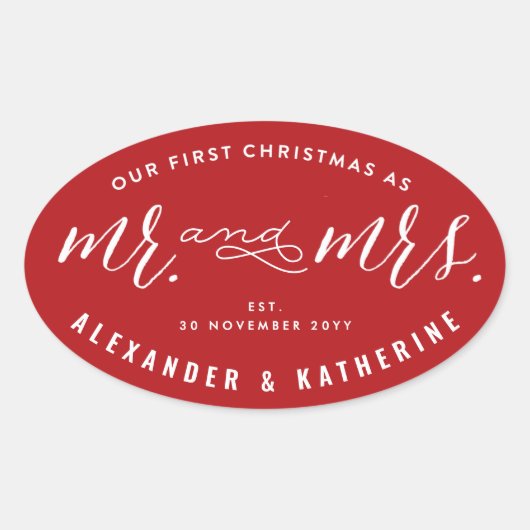 私たちの初めてのクリスマスはミスター・アンド・ミセス・ホリデー結婚ズの 楕円形シール (正面)