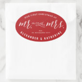 私たちの初めてのクリスマスはミスター・アンド・ミセス・ホリデー結婚ズの 楕円形シール (バッグ)