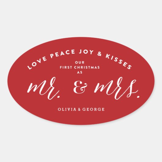 私たちの初めてのクリスマスはミスター・アンド・ミセス・ホリデー結婚ズの 楕円形シール (正面)