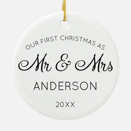 私たちの初めてのクリスマスはミスター・アンド・ミセス・ホリデー・クリスマス セラミックオーナメント (裏面)