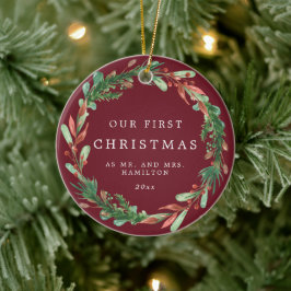 私たちの初めてのクリスマスはミスター・アンド・ミセス・リース・セラミックO セラミックオーナメント