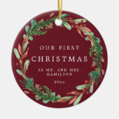 私たちの初めてのクリスマスはミスター・アンド・ミセス・リース・セラミックO セラミックオーナメント (正面)