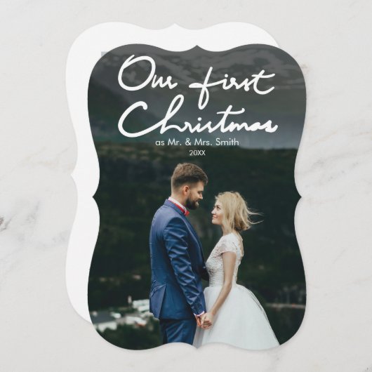 私たちの初めてのクリスマスはミスター・アンド・ミセス | 休日の写真 シーズンカード (正面/裏面)