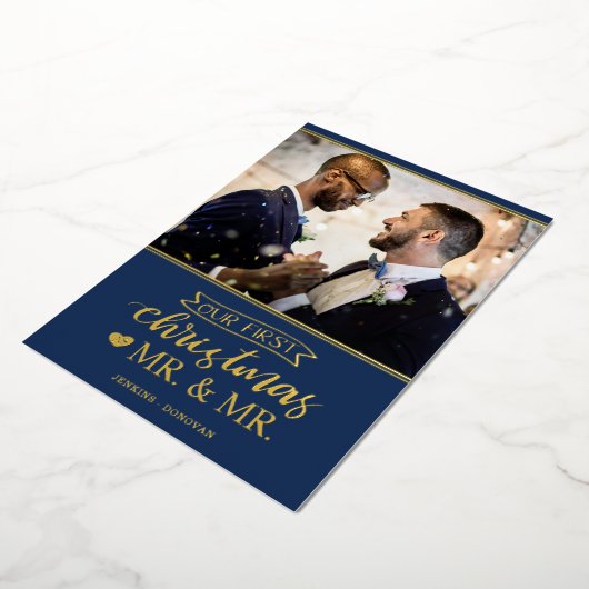 私たちの初めてのクリスマスはミスター・ミスター・ゲイ結婚ズ 箔シーズンカード (回転した状態)