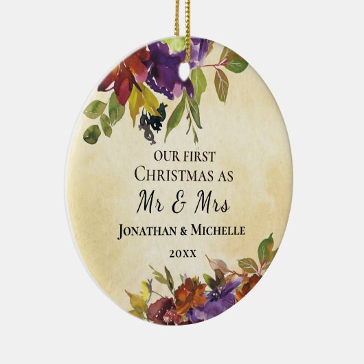 私たちの初めてのクリスマスはミスター&ミセスの聖書結婚として セラミックオーナメント (右)