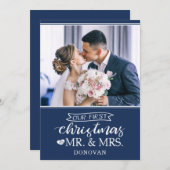 私たちの初めてのクリスマスはミスター&ミセス・ニューライヴァーズ・ホリデイ シーズンカード (正面/裏面)