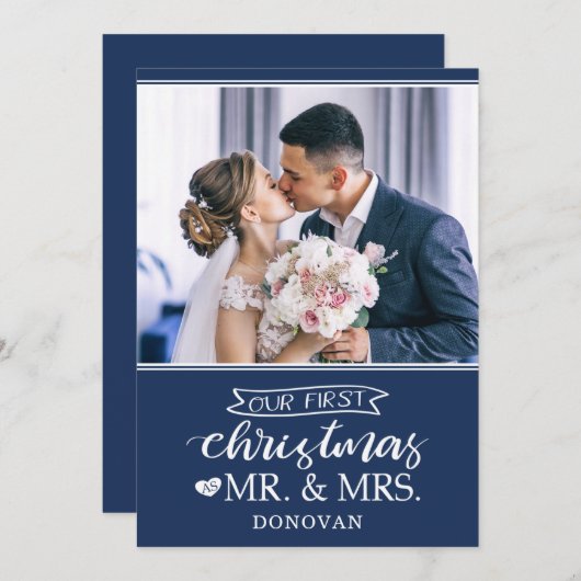 私たちの初めてのクリスマスはミスター&ミセス・ニューライヴァーズ・ホリデイ シーズンカード (正面/裏面)