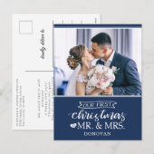 私たちの初めてのクリスマスはミスター&ミセス・ニューライヴァーズ・ホリデイ シーズンポストカード (正面/裏面)