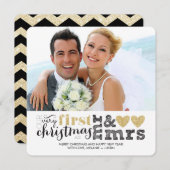 私たちの初めてのクリスマスはミスター&ミセス・金ゴールド・ホリデー・カード シーズンカード (正面/裏面)
