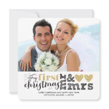 私たちの初めてのクリスマスはミスター&ミセス・金ゴールド・ホリデー・カード