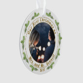 私たちの初めてのクリスマスはミセススクリプト写真( & Ms) オーナメント (正面)