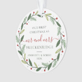 私たちの初めてのクリスマスはミセス結婚の写真 オーナメント (正面)