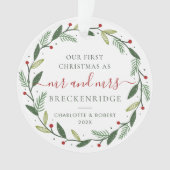 私たちの初めてのクリスマスはミセス結婚の写真 オーナメント (正面)