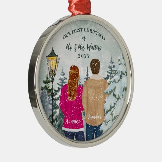 私たちの初めてのクリスマスはミセス・アンド・ミセス結婚した。 メタルオーナメント (右)