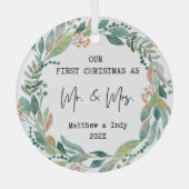 私たちの初めてのクリスマスはミセス・フローラ ガラスオーナメント (正面)