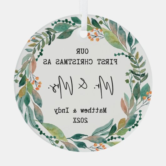 私たちの初めてのクリスマスはミセス・フローラ ガラスオーナメント (裏面)