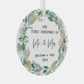 私たちの初めてのクリスマスはミセス・フローラ ガラスオーナメント (正面右)