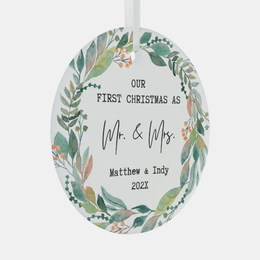 私たちの初めてのクリスマスはミセス・フローラ ガラスオーナメント (正面右)