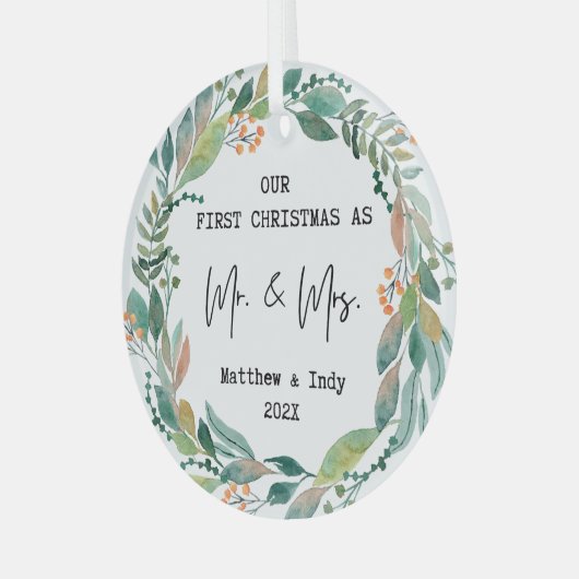 私たちの初めてのクリスマスはミセス・フローラ ガラスオーナメント (正面左)