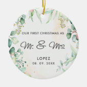 私たちの初めてのクリスマスはミセス・フローラ セラミックオーナメント (正面)