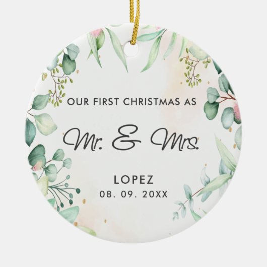 私たちの初めてのクリスマスはミセス・フローラ セラミックオーナメント (正面)