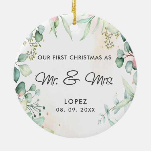 私たちの初めてのクリスマスはミセス・フローラ セラミックオーナメント (裏面)