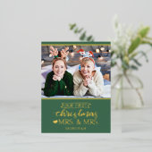 私たちの初めてのクリスマスはミセス&ミセス・ニューライヴァーズ金ゴールド 箔シーズンポストカード (立ち正面)