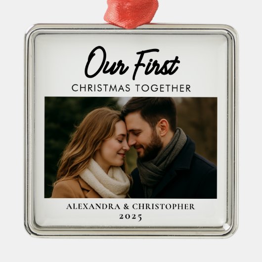 私たちの初めてのクリスマスはミニマリストを一緒にモダン メタルオーナメント (正面)