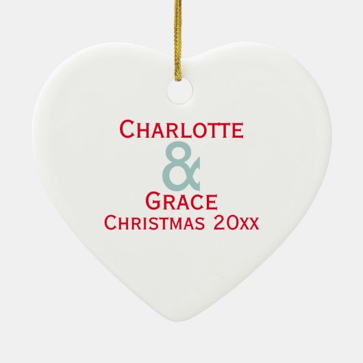 私たちの初めてのクリスマスはレズビアン夫妻をテーマに セラミックオーナメント (裏面)