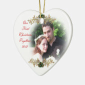 私たちの初めてのクリスマスは一緒にオーナメントハート セラミックオーナメント (左)