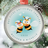 私たちの初めてのクリスマスは一緒にカップルを意図した メタルオーナメント