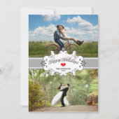 私たちの初めてのクリスマスは一緒にシルバーリボン2写真 シーズンカード (正面)