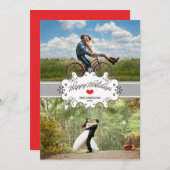 私たちの初めてのクリスマスは一緒にシルバーリボン2写真 シーズンカード (正面/裏面)