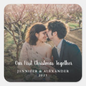 私たちの初めてのクリスマスは一緒にスクリプトフォト スクエアシール (正面)
