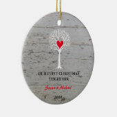 私たちの初めてのクリスマスは一緒に木の流木を愛する セラミックオーナメント (右)