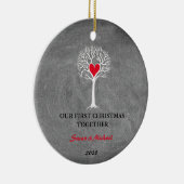 私たちの初めてのクリスマスは一緒に木の黒板を愛している セラミックオーナメント (右)