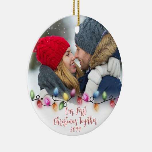 私たちの初めてのクリスマスは一緒に照明2写真 セラミックオーナメント (右)