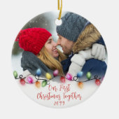 私たちの初めてのクリスマスは一緒に照明2写真 セラミックオーナメント (正面)