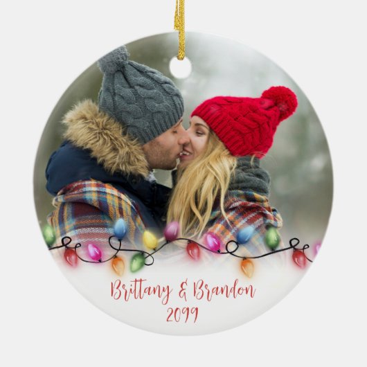 私たちの初めてのクリスマスは一緒に照明2写真 セラミックオーナメント (裏面)