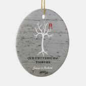 私たちの初めてのクリスマスは一緒に鳥の木を愛する セラミックオーナメント (右)