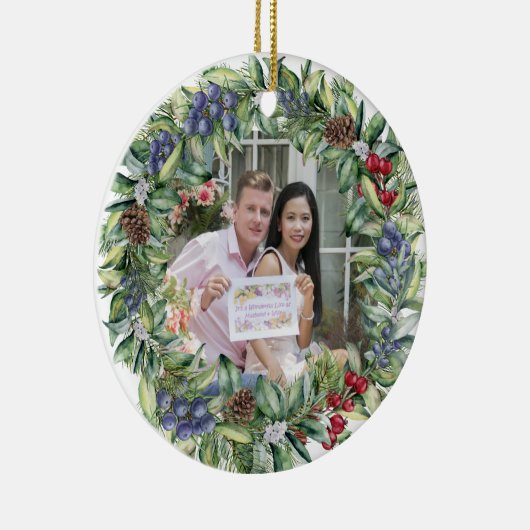 私たちの初めてのクリスマスは一緒に |写真パーソナライズされた セラミックオーナメント (右)