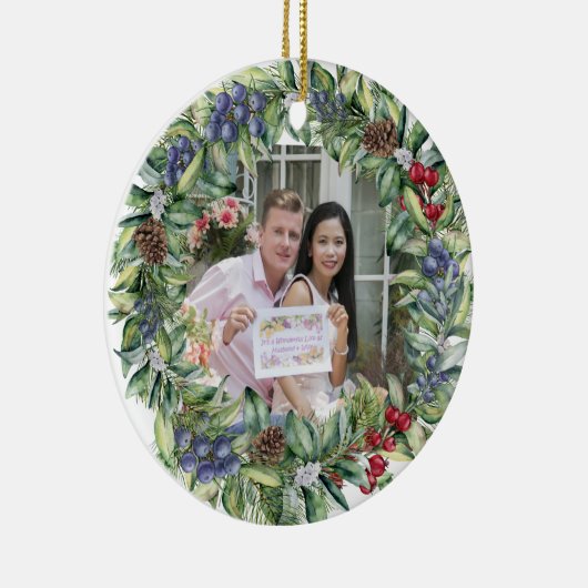 私たちの初めてのクリスマスは一緒に |写真パーソナライズされた セラミックオーナメント (右)