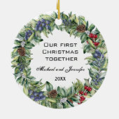 私たちの初めてのクリスマスは一緒に |写真パーソナライズされた セラミックオーナメント (裏面)