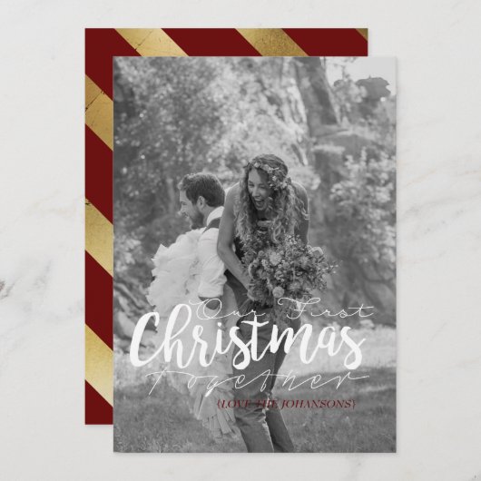 私たちの初めてのクリスマスは一緒に |写真モダンカード シーズンカード (正面/裏面)