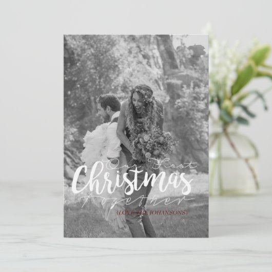 私たちの初めてのクリスマスは一緒に |写真モダンカード シーズンカード (スタンド正面)