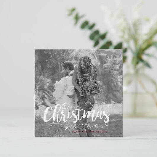 私たちの初めてのクリスマスは一緒に |写真モダンカード シーズンカード (スタンド正面)