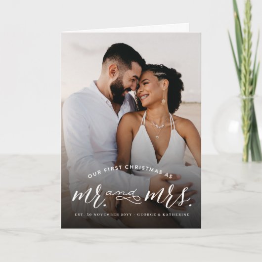 私たちの初めてのクリスマスは写真さん結婚と シーズンカード (正面)