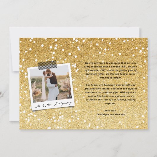 私たちの初めてのクリスマスは写真さん結婚と シーズンカード (裏面)