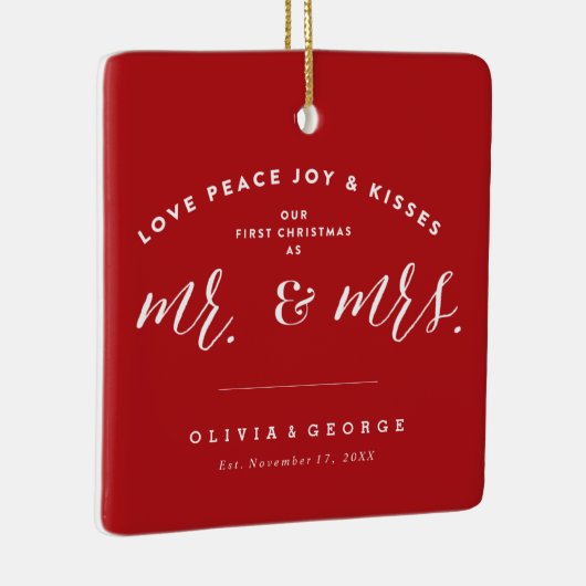 私たちの初めてのクリスマスは写真さん結婚と セラミックオーナメント (右)
